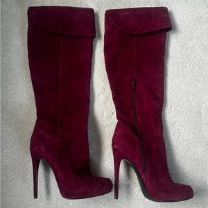 Aldo Burgundy Suede Platform Boots